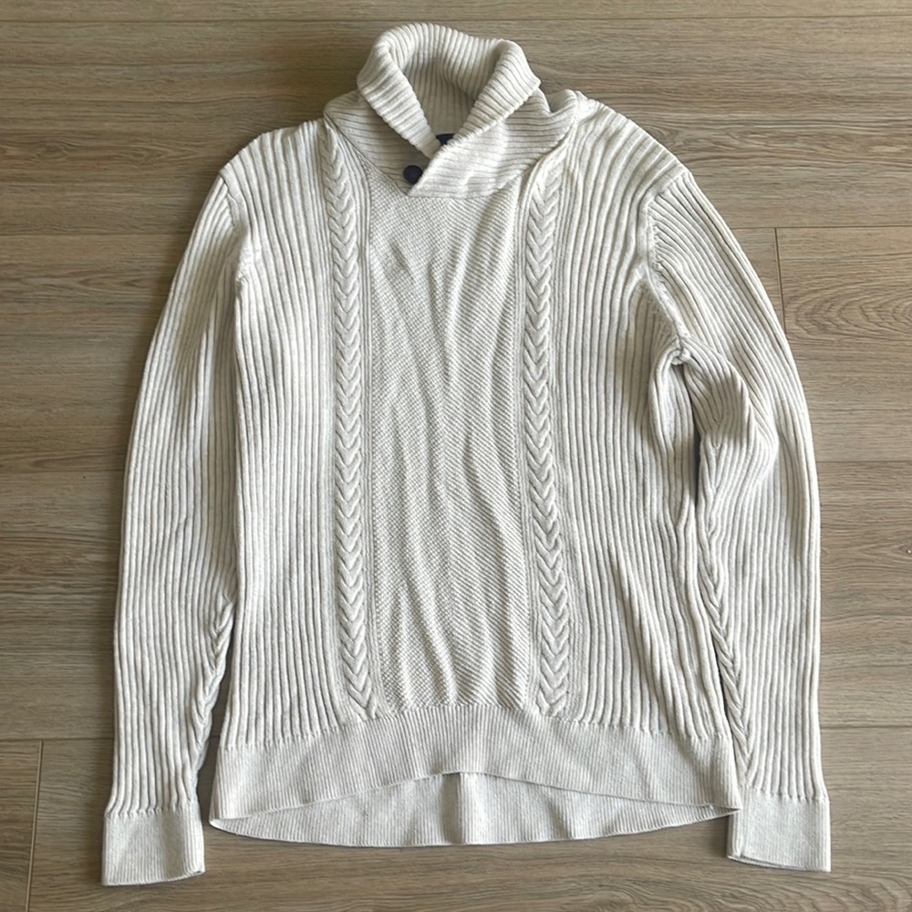 Tasso Elba Cream Pullover thick Sweater 100% Cotton Size Large
